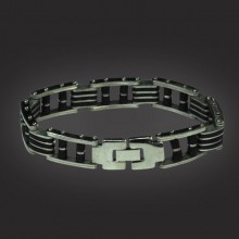 Stainless Steel with Black Rubber Links - Bikers Alley