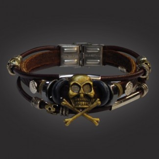 Skull with Beads and Leather