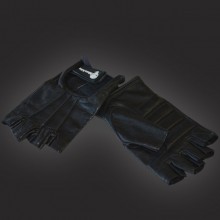Black half fingers genuine leather gloves