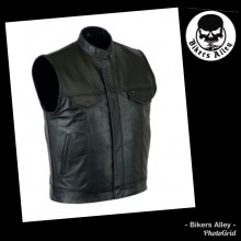 Soft Leather Vest With Collar
