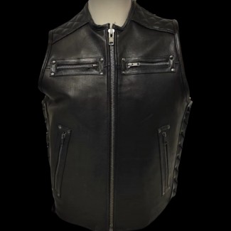 Men's Tactical Leather Vest w/ Side Laces 