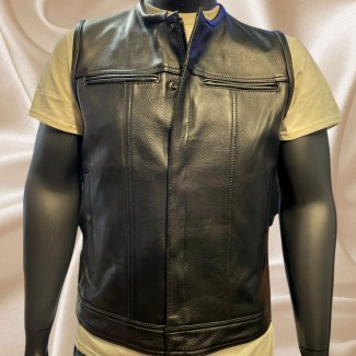 Men's Plain Leather Vest w/ no Collar 