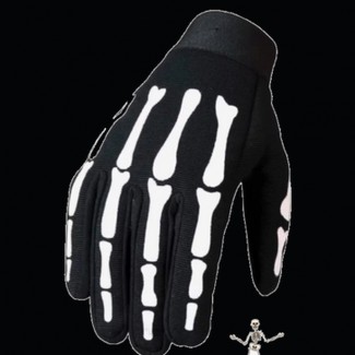 Black Skeleton Hand Mechanic Riding Gloves