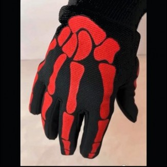 Red/Black Skeleton Mechanic Riding Gloves 